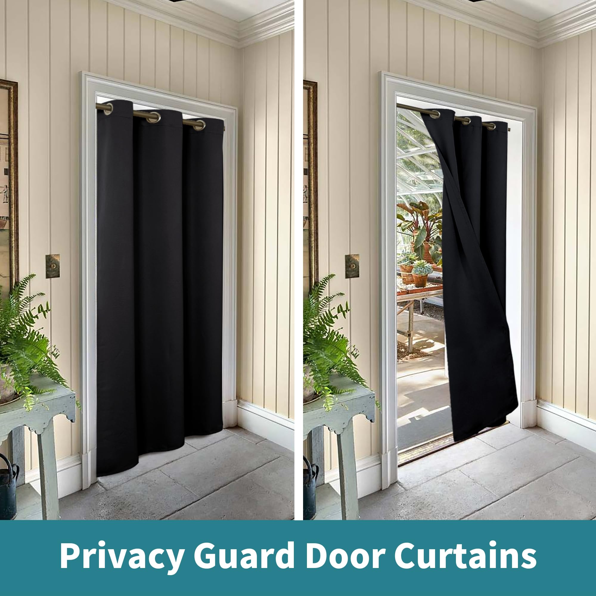 Bgment Black Door Curtain 80 Inch Length For Doorway, Bedroom Closet Curtain, Privacy Thermal Insulated Blackout Grommet Room Divider For Room Separation, 1 Panel, 34 Inch Wide