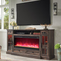 OKD Fireplace TV Stand for 80 Inch TV, Farmhouse Entertainment Center with 42 Fireplace & LED Lights, Modern Media Console Table
