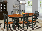 East West Furniture PLDO7-BCH-W 7 Piece Dining Room Table Set Consist of an Oval Wooden Table with Butterfly Leaf and 6 Kitchen Dining Chairs, 42x78 Inch, Black & Cherry