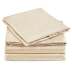 Love'S Cabin Full Size Satin Sheet Sets - 4 Piece Beige Silky Satin Sheet Set Full With Deep Pocket, Luxury Silk Feel Satin Bed Sheets Full Bedding Set (1 Flat Sheet,1 Fitted Sheet,2 Pillow Cases)