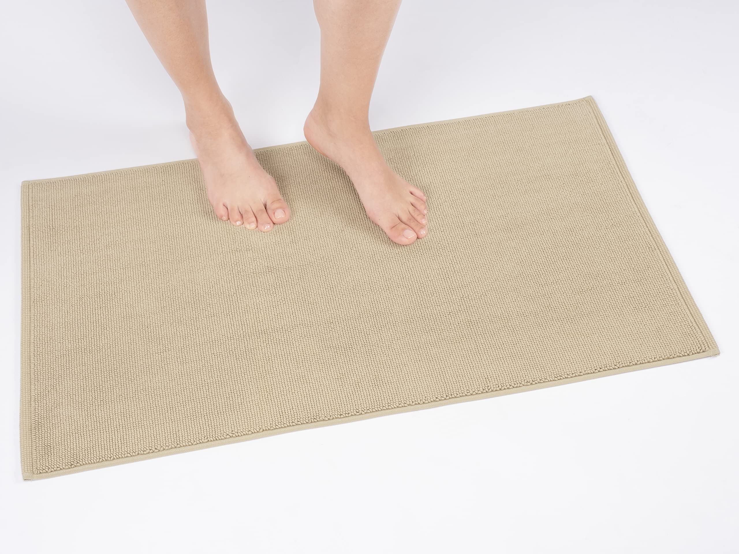 Cotton Paradise Bath Rug For Bathroom, 17X24 Inch 100% Cotton Non Slip Bath Mat Rug, Soft Absorbent Machine Washable, Beige Bath
