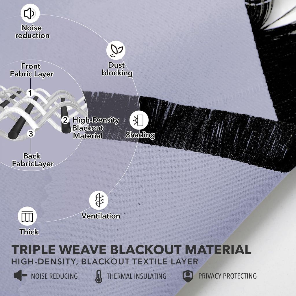 Deconovo Rod Pocket And Back Tab Blackout Curtains For Living Room Thermal Insulated Room Darkening Curtains 42Wx95L Inch Light Purple 2 Panels