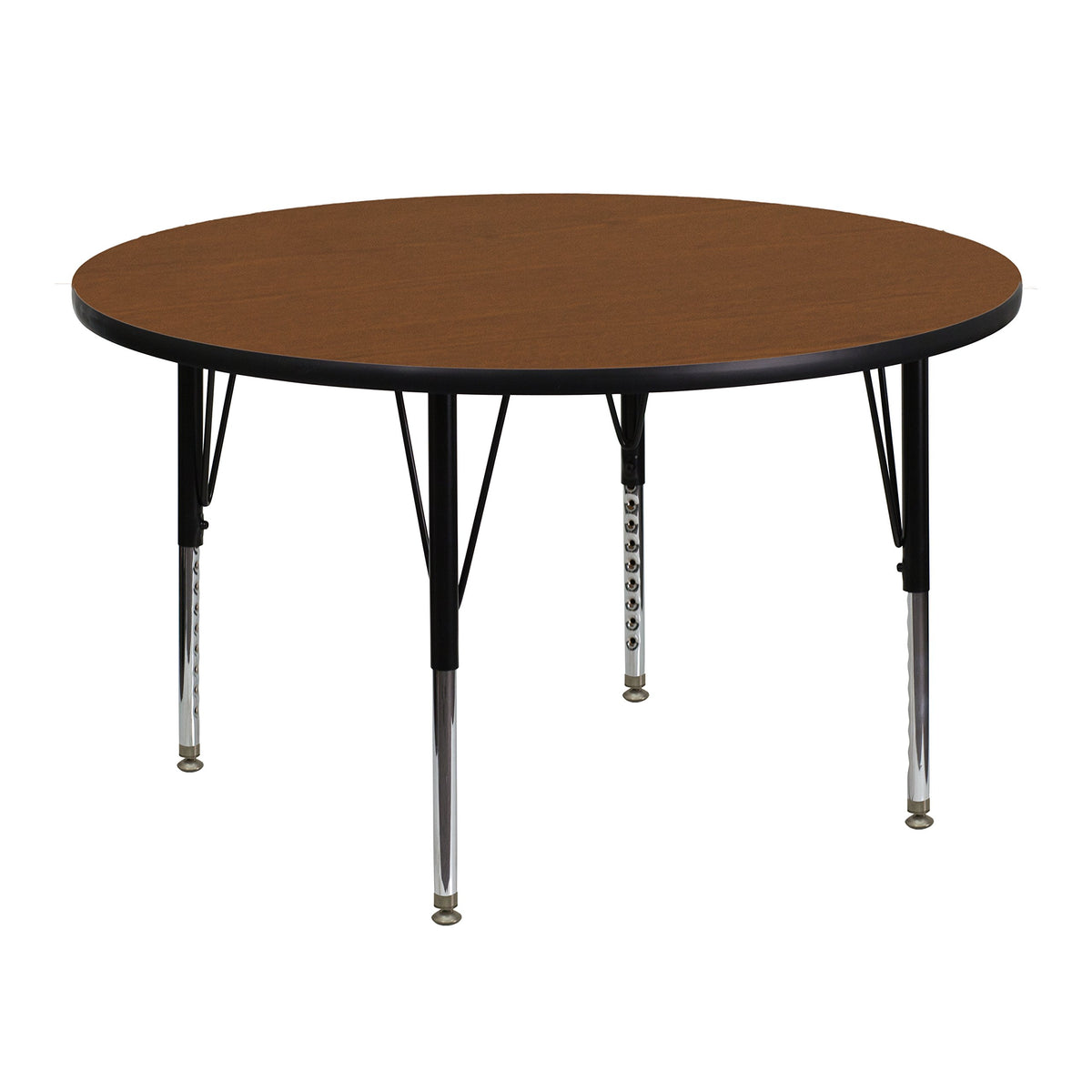 Flash Furniture Wren 48'' Round Oak HP Laminate Activity Table - Height Adjustable Short Legs