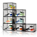 Amllas New Gray 8 Pack Shoe Boxes Stackable, Large Shoe Storage Organizer With Lids,Drop Side Shoe Containers For Entryway,Sneaker Storage Fit Up To Us Size 14 For Men/Women(13’’X 10.6”X 8.3”)
