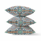 HomeRoots Green Muted Orange Green Orange Cloverleaf Boho Suede Throw Pillow