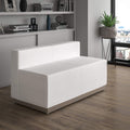 Flash Furniture HERCULES Alon Series White LeatherSoft Loveseat with Brushed Stainless Steel Base