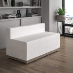 Flash Furniture HERCULES Alon Series White LeatherSoft Loveseat with Brushed Stainless Steel Base