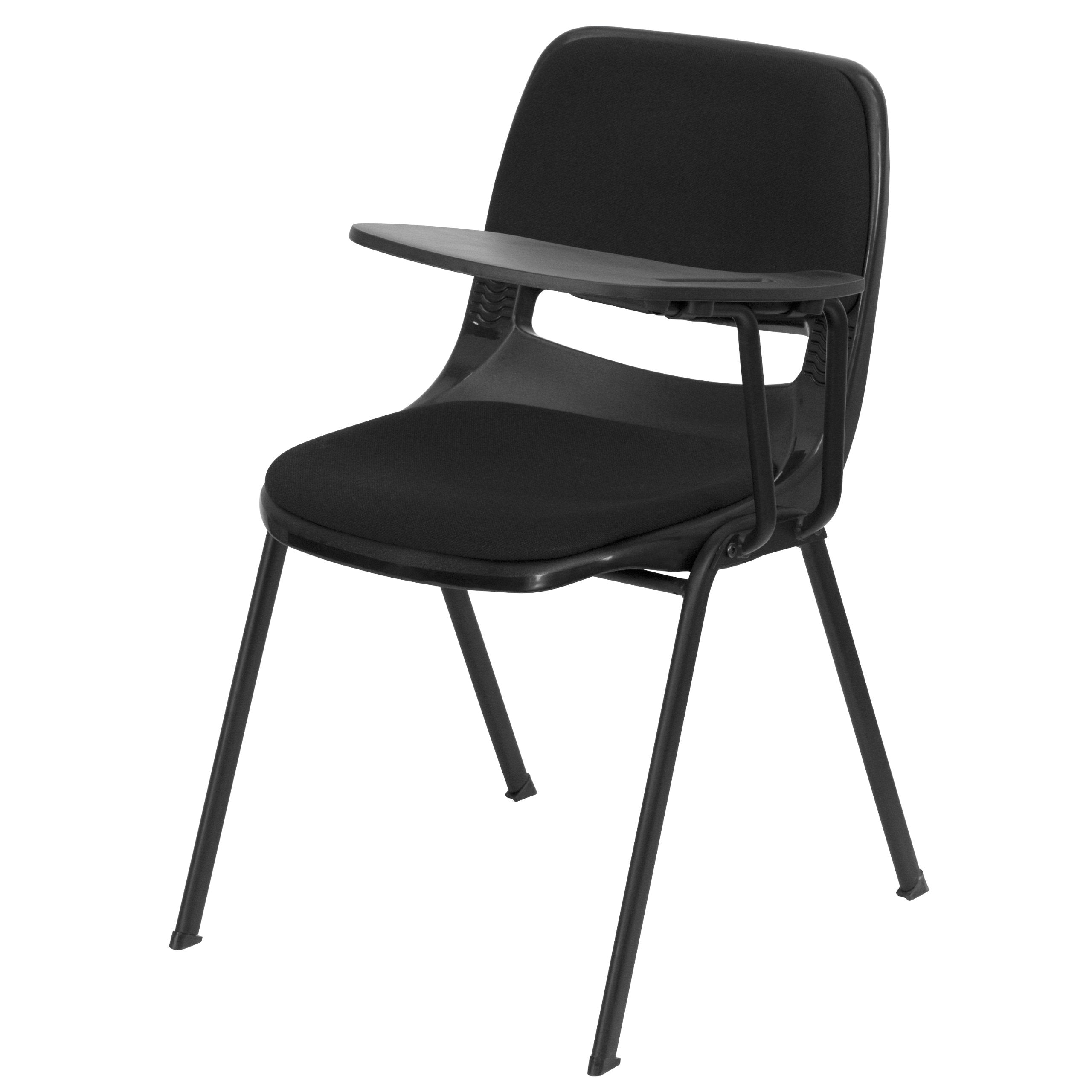 Flash Furniture Black Padded Ergonomic Shell Chair with Left Handed Flip-Up Tablet Arm