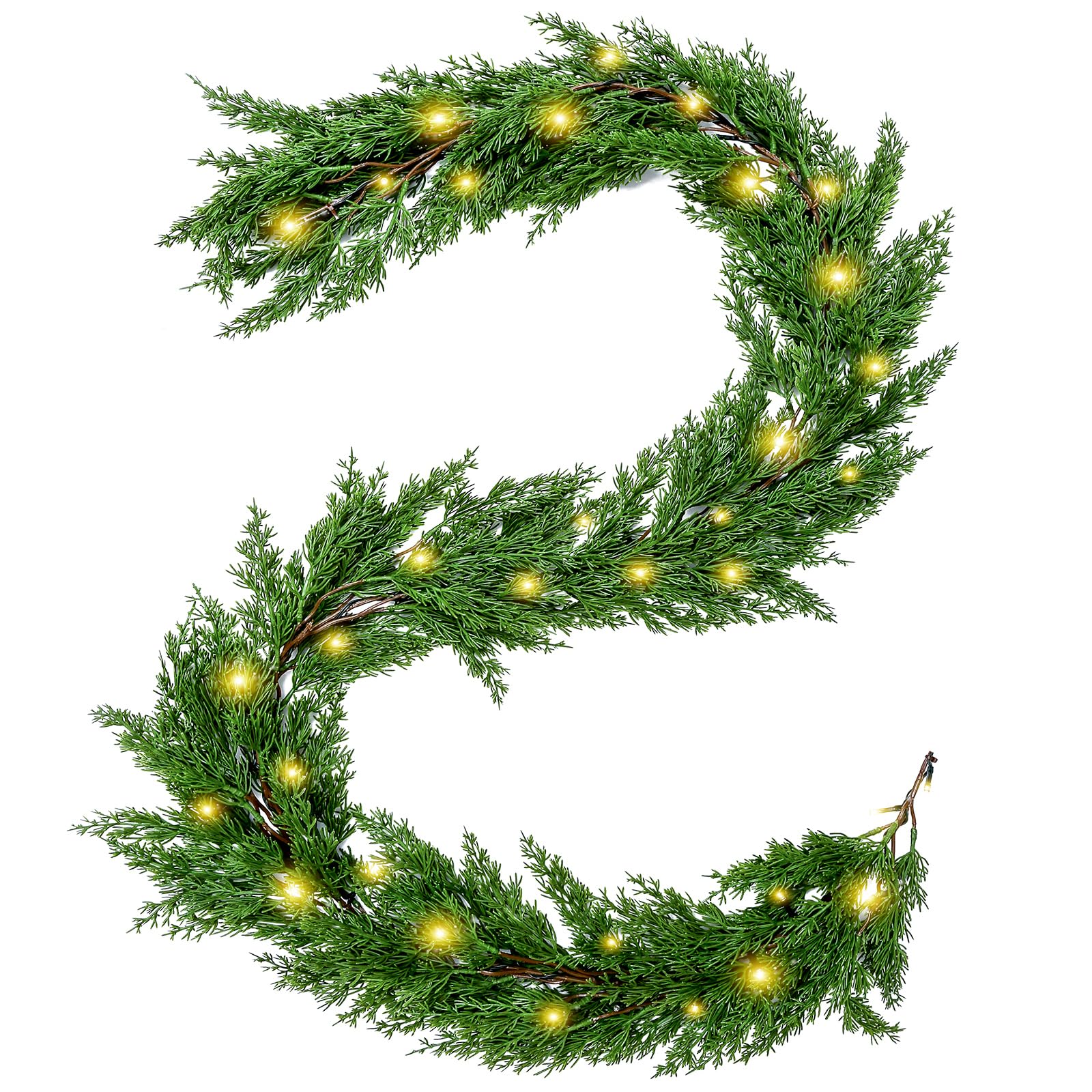 Joyhalo Christmas Garland, Cedar Garland, 6 FT Faux Real Touch Cedar Garland Artificial Realistic Hobby Lobby, Prelit Cedar Garl