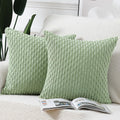 Madizz Pack Of 2 Boho Corduroy Striped Throw Pillow Covers 26X26 Inch Light Green Soft Decorative Cushion Cover For Bedroom Sofa