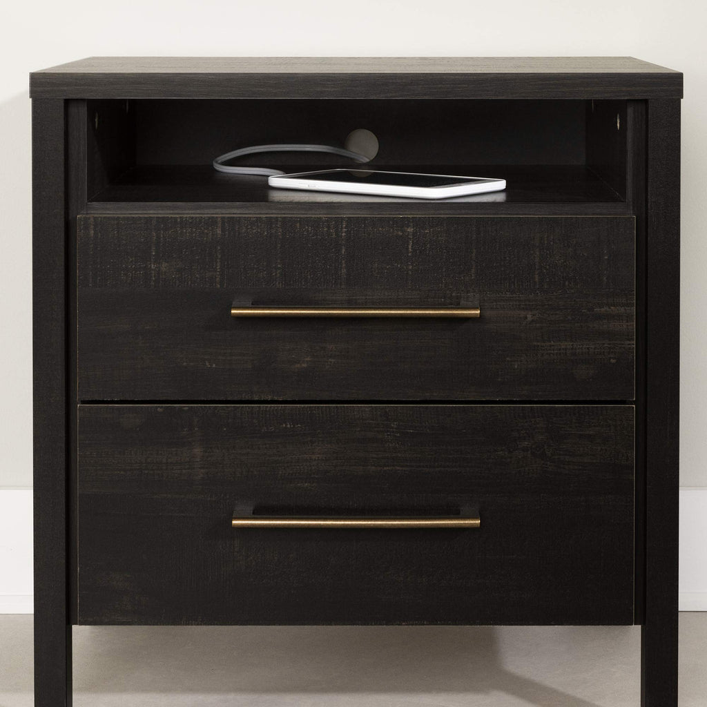 South Shore Gravity Nightstand, Rubbed Black