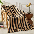 Fy Fiber House Striped Flannel King Blanket - Soft Cozy Striped Blanket For Couch, Sofa, Or Bed - 90'X108', Black Brown, All S