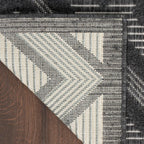 Nourison Versatile Indoor/Outdoor Charcoal/Black 6' X 9' Area Rug, Easy Cleaning, Non Shedding, Bed Room, Living Room, Dining Room, Deck, Backyard, Patio, High Traffic Area (6X9)