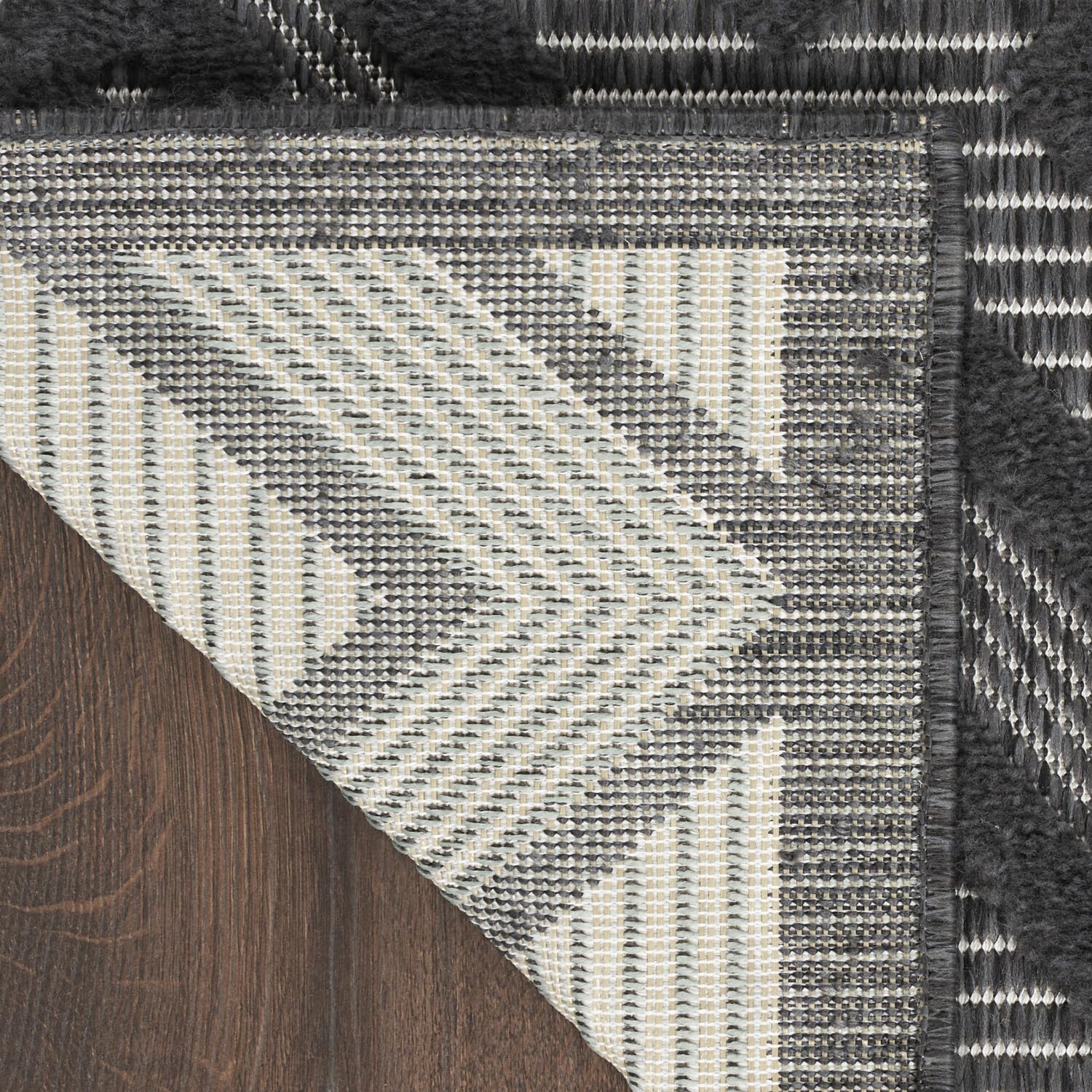 Nourison Versatile Indoor/Outdoor Charcoal/Black 6' X 9' Area Rug, Easy Cleaning, Non Shedding, Bed Room, Living Room, Dining Room, Deck, Backyard, Patio, High Traffic Area (6X9)