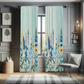 Ambesonne Spring Window Curtains, Modern Garden with Leafy Lavenders and Daisy Huddle with Boho Stripes, Lightweight Decor 2-Pan