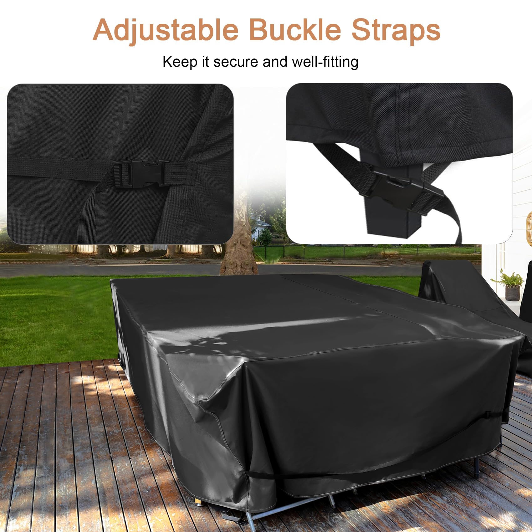 Nettypro Patio Table Cover Square 74 X 74 Inch, Waterproof Outdoor Furniture Dining Set Covers For Table And Chair, Black