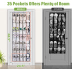 MISSLO Over The Door Shoe Organizer - 35 Clear Pockets, Sturdy Oxford Fabric, White Hanging Shoe Rack for Closet Storage