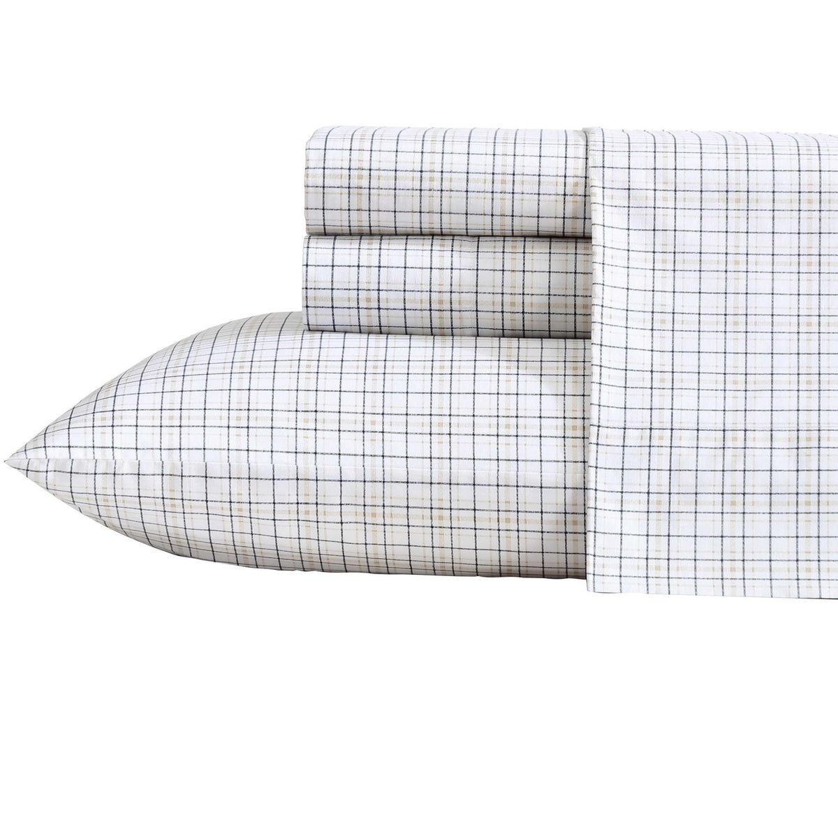 Nautica - King Sheets, Premium Cotton Percale Bedding Set, Plaid Bedding Set, Oeko-Tex Certified (Malor Plaid Blue, King)