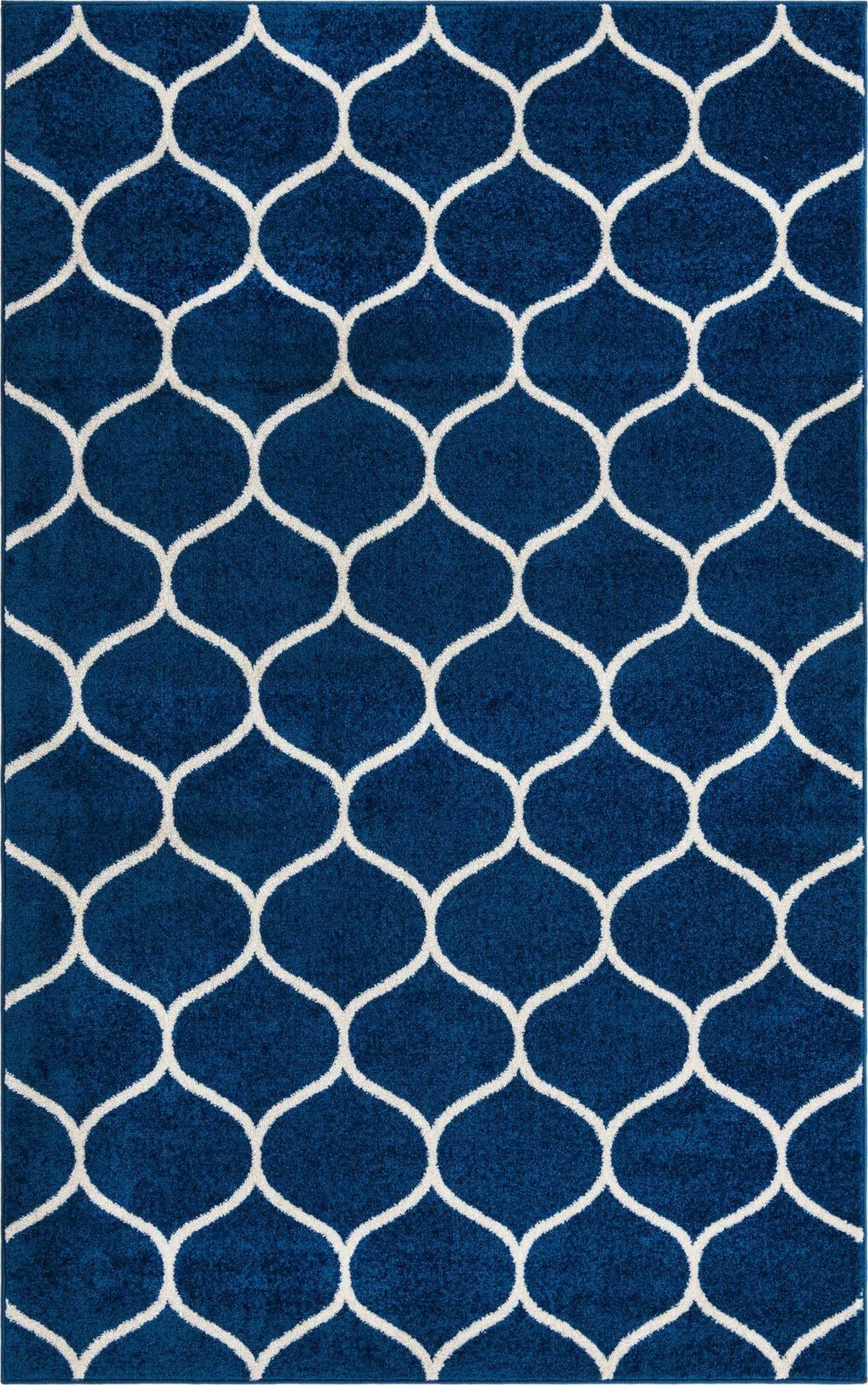 Unique Loom Trellis Frieze Collection Area Rug - Rounded (5' 1'' x 8', Navy Blue/ Ivory)