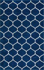 Unique Loom Trellis Frieze Collection Area Rug - Rounded (5' 1'' x 8', Navy Blue/ Ivory)
