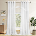 White Sheer Linen Curtain 108 Inches Long 2 Panels For Ceiling Living Room Drapes Grommet Aesthetic Boho Modern Farmhouse Cotton