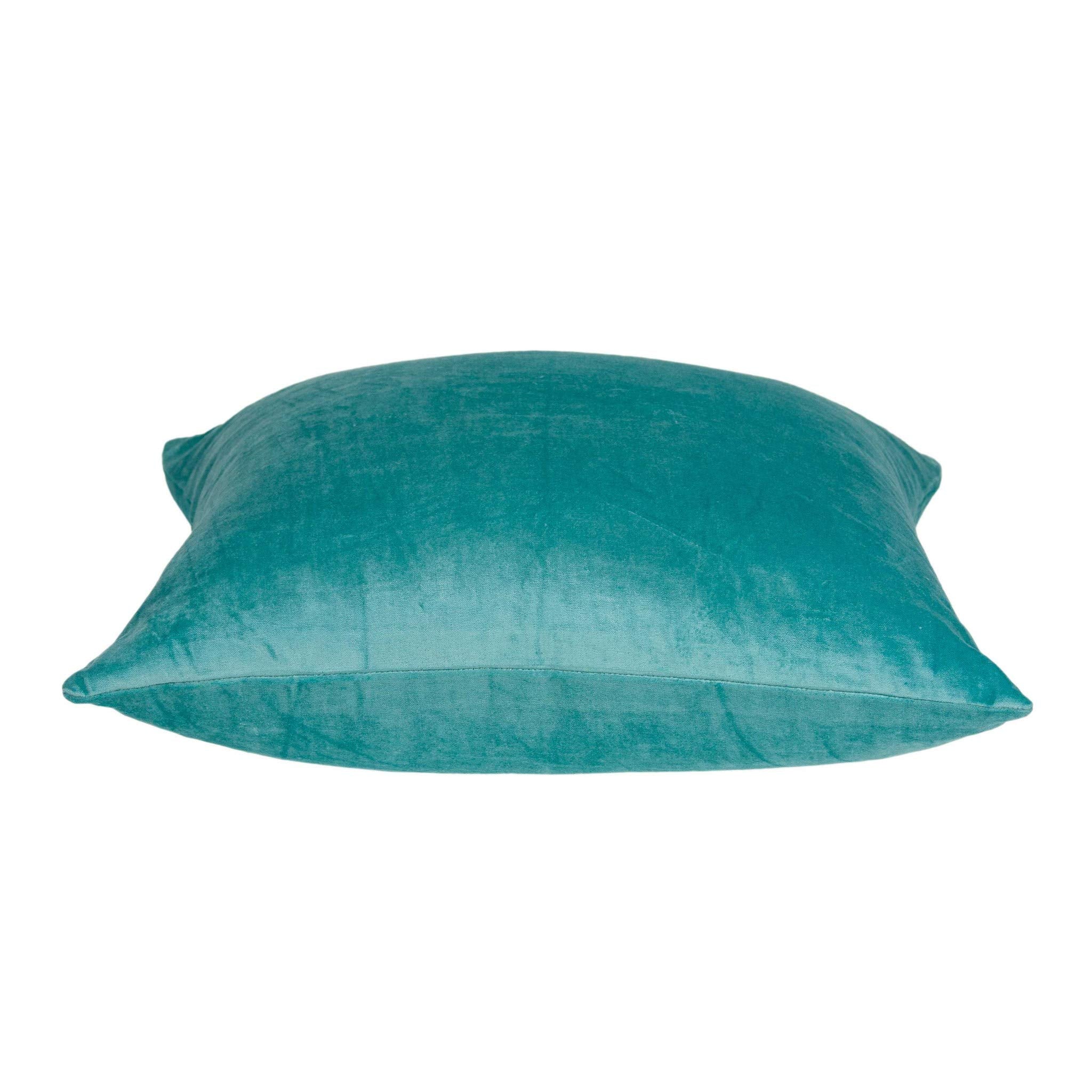 HomeRoots 50% Cotton, 50% Viscose 18' x 7' x 18' Transitional Aqua Solid Pillow Cover with Poly Insert