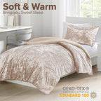 Comfort Spaces Luxe Twin Comforter Set Velvet Comforters For Twin Size Bed, Microfiber Reverse, Juliette, All Season Velvet Bedd