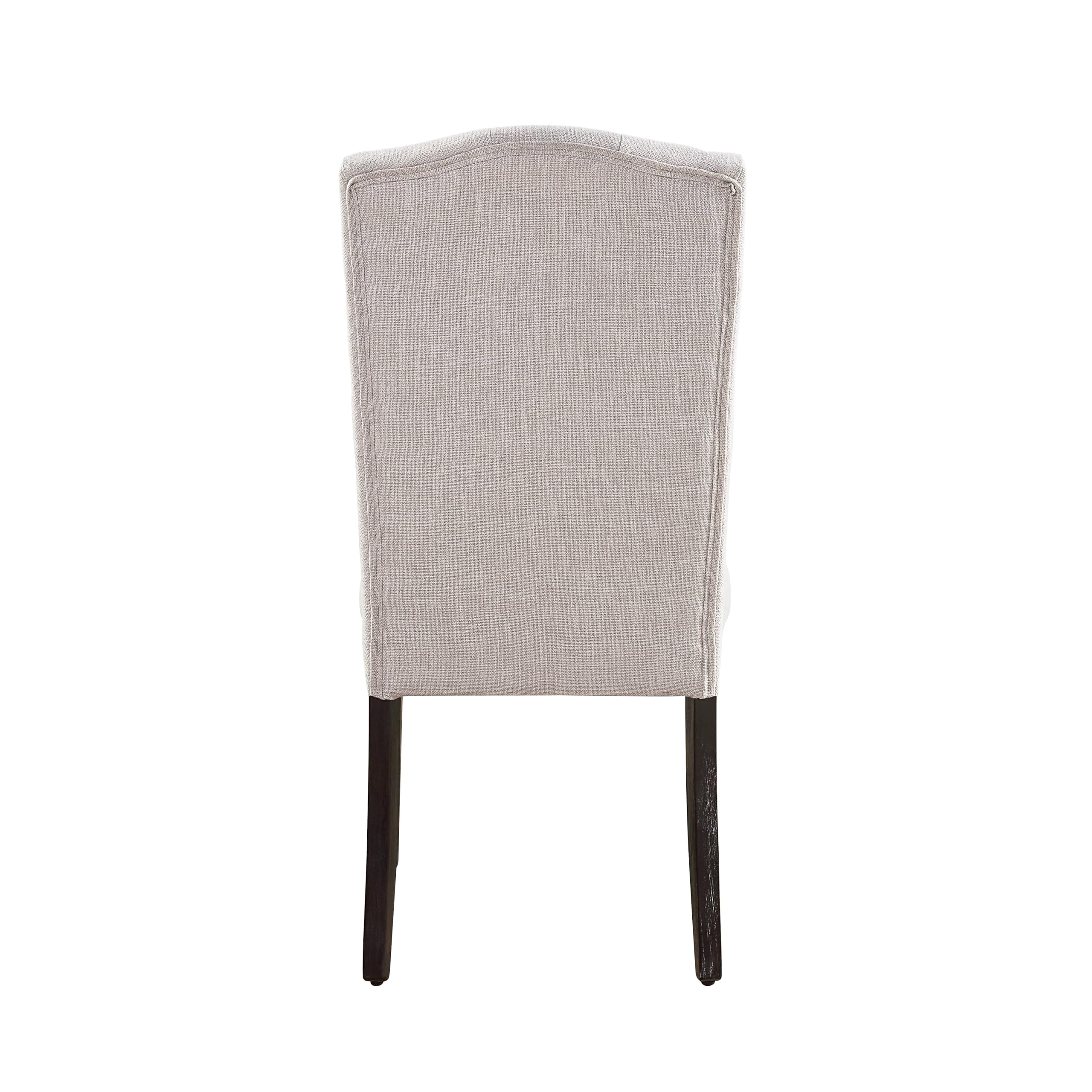 Acme Gerardo Fabric Tufted Dining Side Chair in Beige and Weathered Espresso