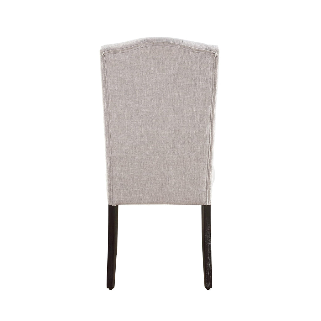 Acme Gerardo Fabric Tufted Dining Side Chair in Beige and Weathered Espresso