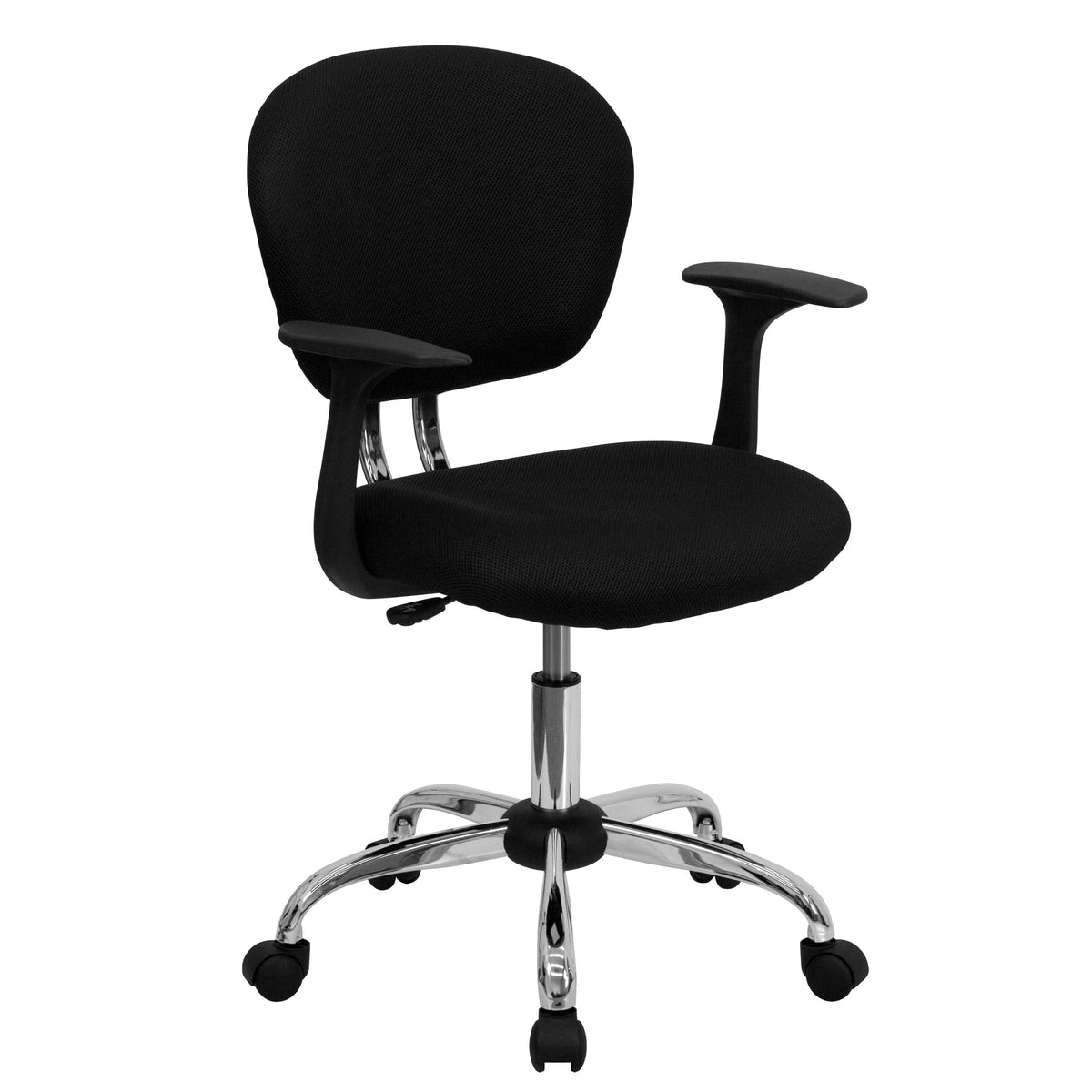 Flash Furniture Beverly Mid-Back Black Mesh Padded Swivel Task Office Chair With Chrome Base And Arms