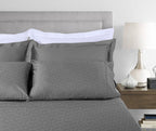Threadmill 500 Thread Count Full Size 4 Pc Luxury Cotton Sheet Set, Jacquard Floria Dark Grey, Silky Smooth Sheets With 16'' Ela