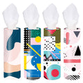 VIYNRAN 4-Pack Car Tissue Cylinders - 1980s Geometric Pattern, Fits Car Cup Holders, Travel Tissue Tubes with Facial Tissues (Ge