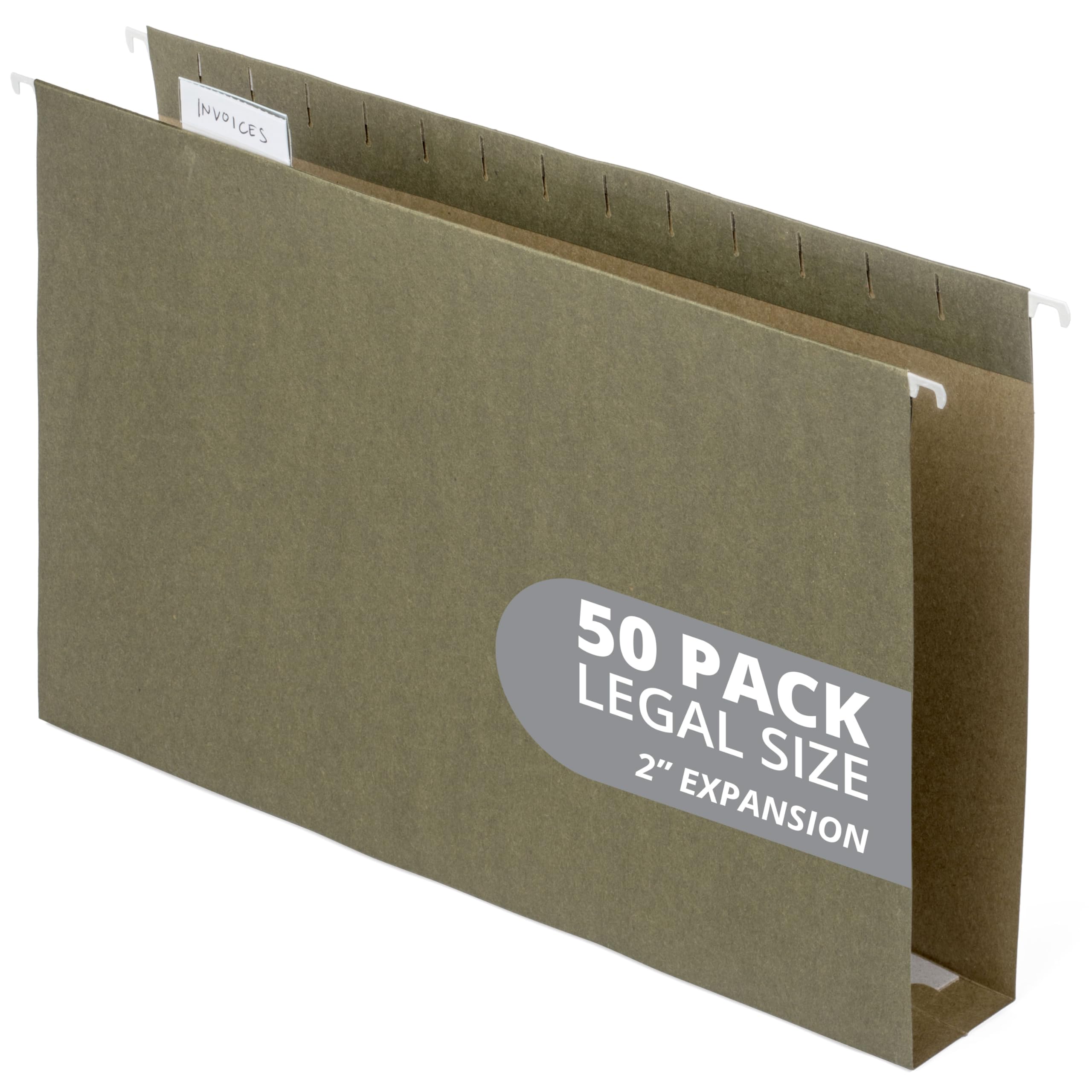 50 Extra Capacity Hanging File Folders, Heavy Duty, 2 Expansion Filing Folders, Designed For Bulky Files, Legal Charts, Manuals,