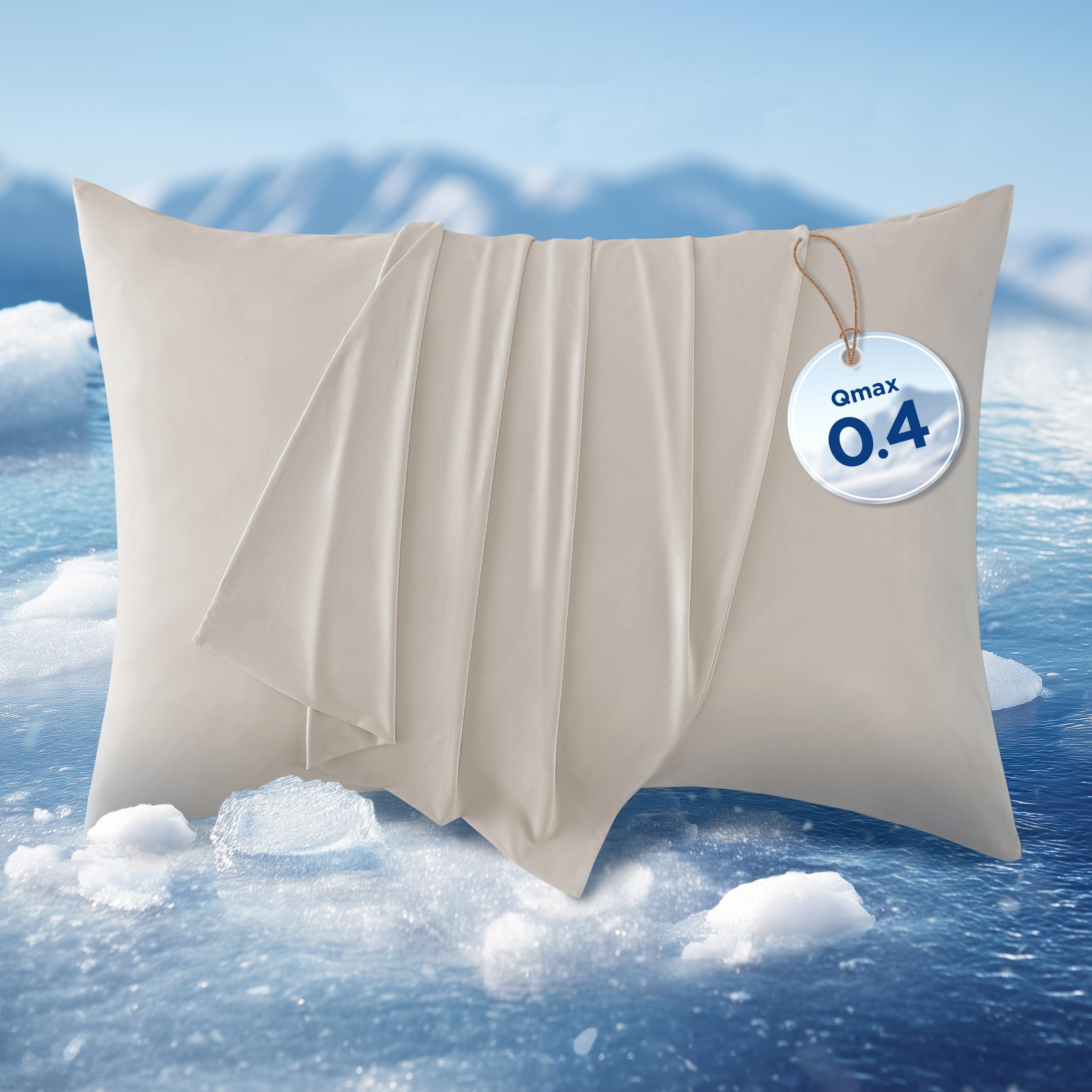 Bedsure Cooling Pillow Cases, Zipper Pillow Cases Queen Size Set of 2, Cool Pillowcases for Hot Sleepers & Night Sweats, Soft & 