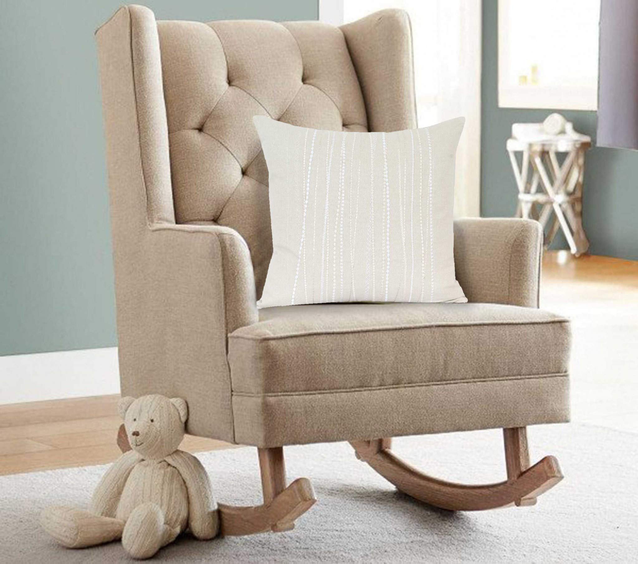 HomeRoots 100% Cotton Parkland Collection Sarina Transitional Beige Pillow Cover with Down Insert