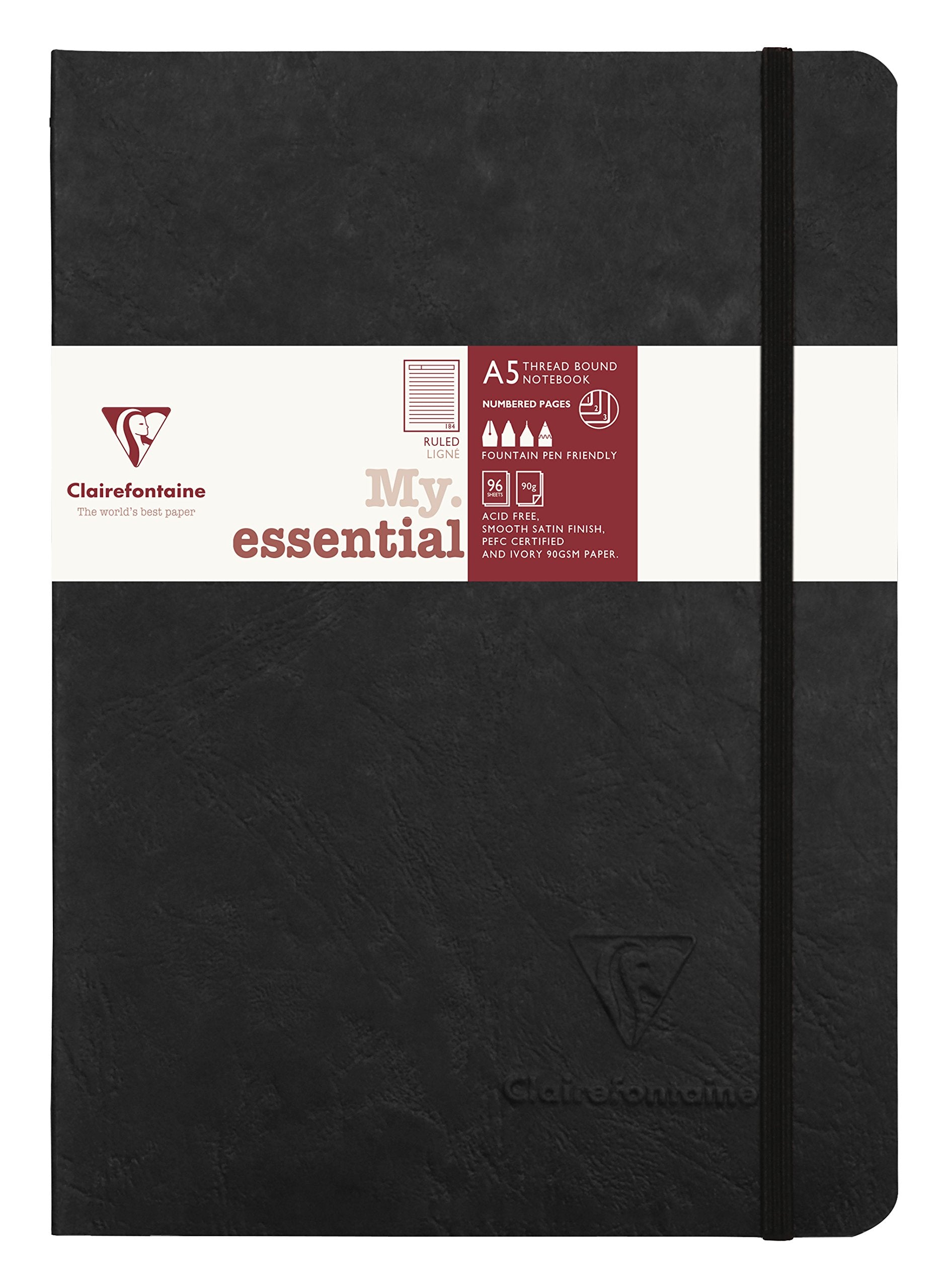 Clairefontaine - Ref 793461C - Age Bag Thread-Bound Notebook (192 Pages) - A5 Size, Lined Rulings, 90Gsm Brushed Vellum Paper, E