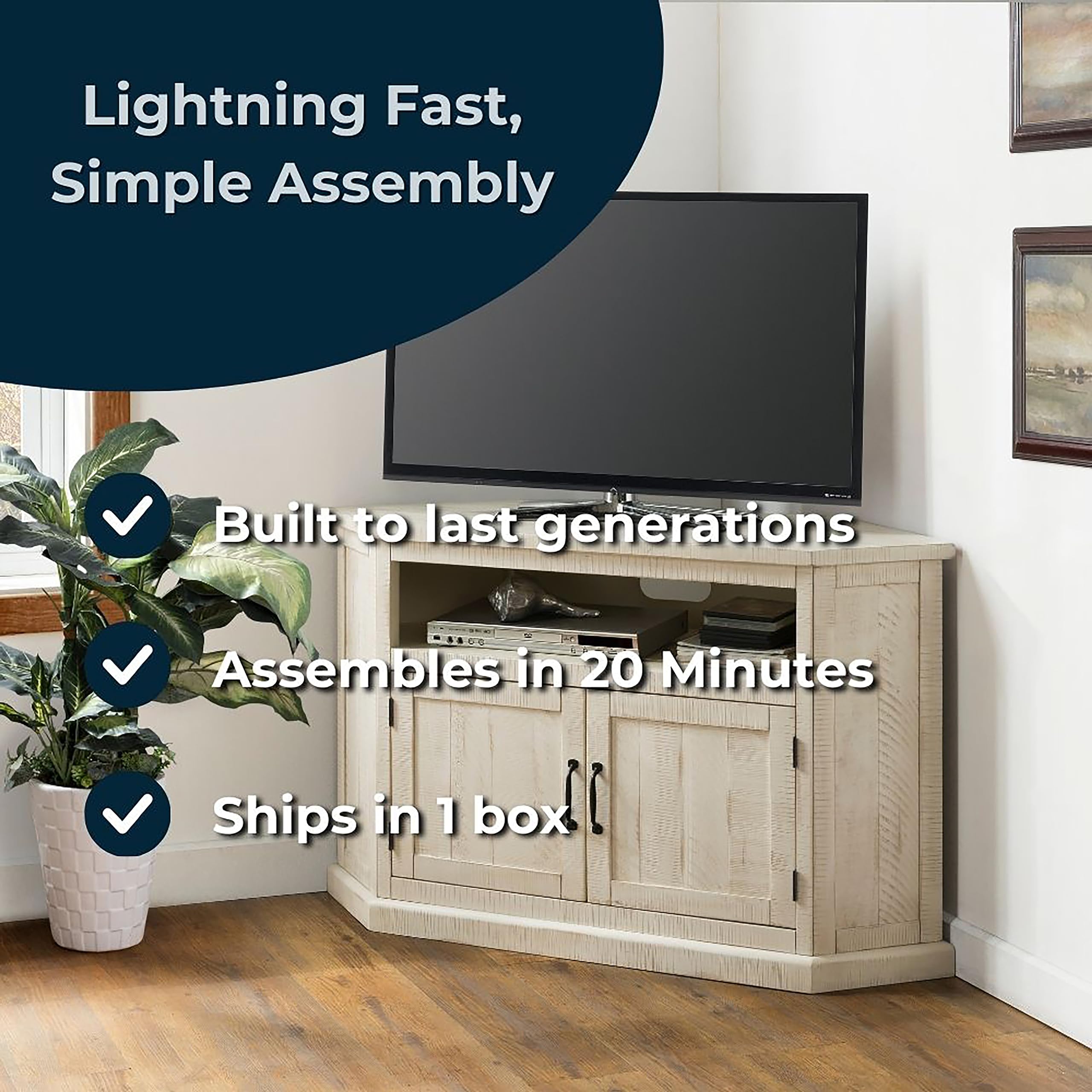 Martin Svensson Home Rustic Corner Tv Stand All Antique White