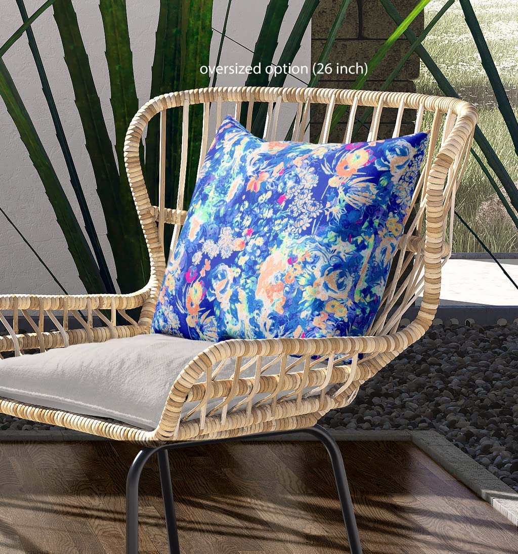 HomeRoots Broadcloth 16' Bright Blue Springtime Indoor Outdoor Throw Pillow