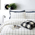 Fadfay Black And White Grid Duvet Cover Sets Lightweight Cotton Bedding Set Lattice Checkered Reversible White Duvet Cover Beddi