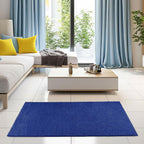 Pet Friendly Solid Color Area Rugs Neon Blue - 20'' X 40'' Half Round, Indoor, Stain Resistant, Perfect For Living Room, Bedroom