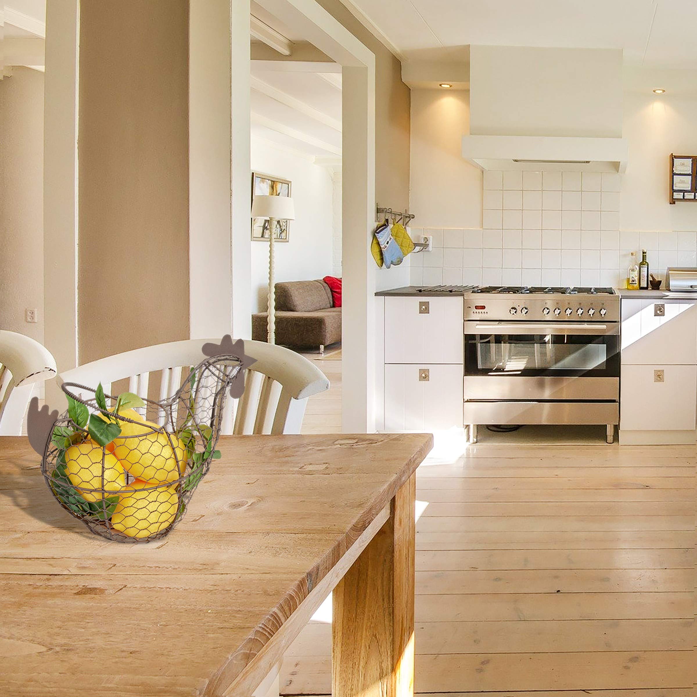 Tag Farmhouse Rustic Vintage Chicken Wire Egg Basket With Handle For Egg Holder Fruit And Kitchen Living Room Home Rooster Decor