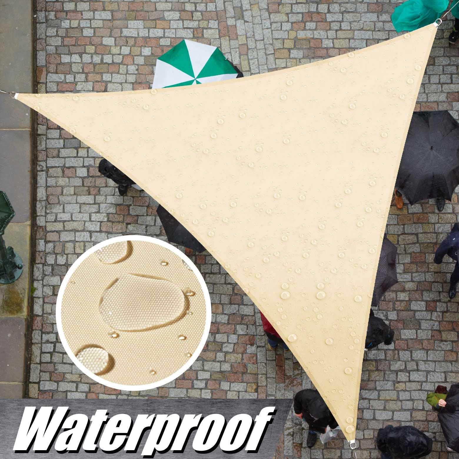 Colourtree 12' X 12' X 17' Custom Size Beige Tadt12 Triangle Waterproof Sun Shade Sail Upf50 Canopy Awning Shelter, 95% Uv Block