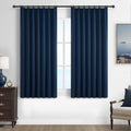 Navy Blue Small Blackout Curtains 54 Inches Length for Kids/Boys Rooms/Bedroom, Pinch Pleated Drapes with Hooks Viral Linen Ther