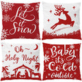 Ezving Set Of 4 22X22 Christmas Pillow Covers Baby It'S Cold Outside Gift Pine Tree Snowflake 22 X 22 Christmas Throw Pillow Cas