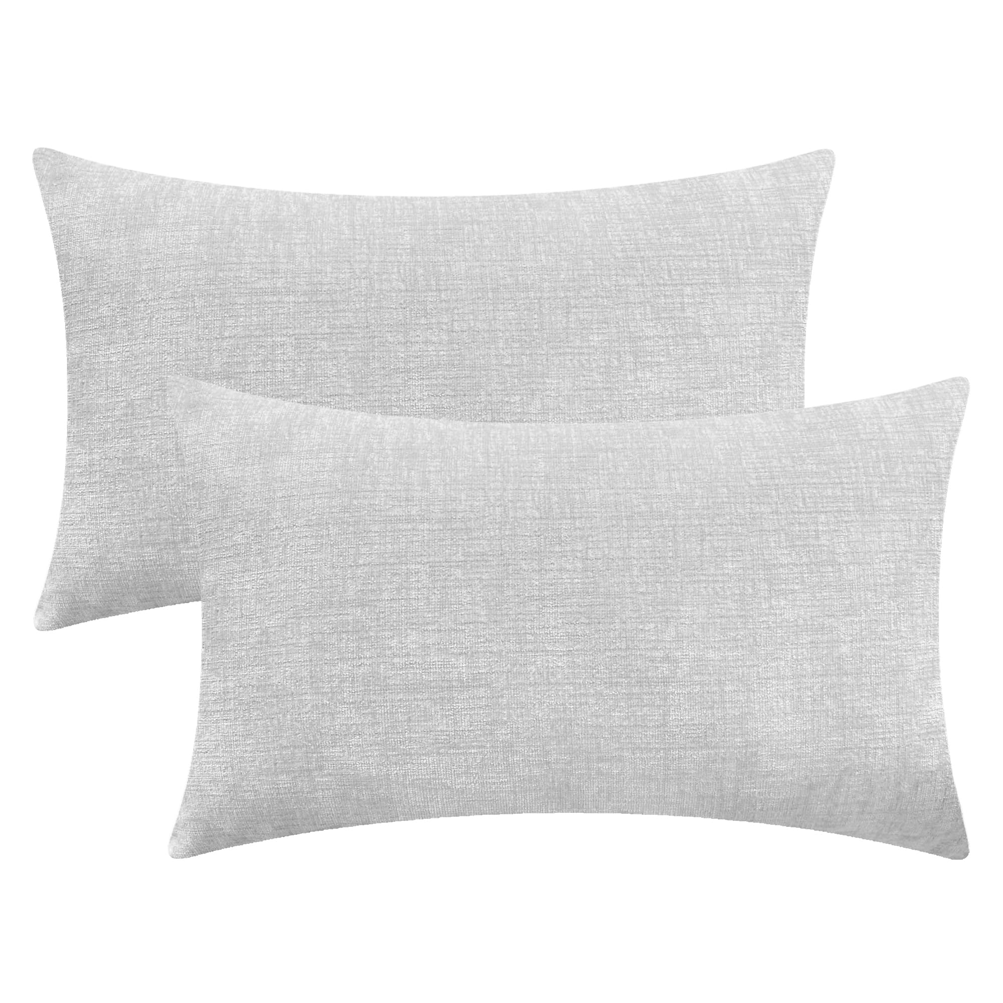 Calitime Pack Of 2 Cozy Throw Pillow Covers Cases For Couch Sofa Home Decoration Solid Dyed Soft Chenille 16 X 26 Inches Moonbea