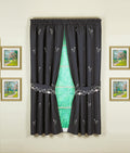 Today'S Curtain Verona Reverse Embroidery Panel Pair And Tiebacks, 63', Black/Rose, 80' W X 63' L