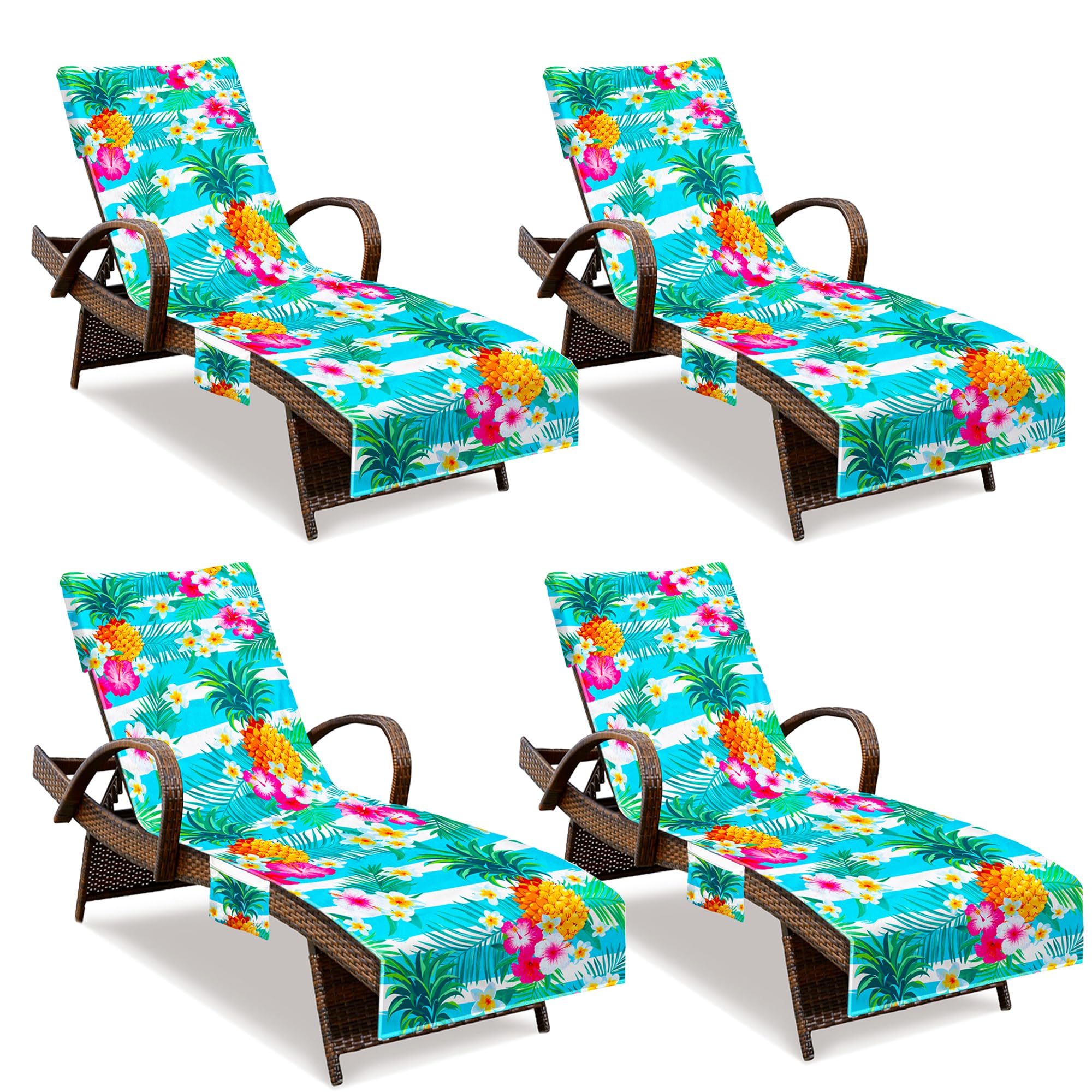 Lounge Chair Towel Cover, Beach Chair Cover (Pack Of 4), Pool Lounge Chair Covers For Outdoor,Garden, Beach,Sun Lounger,Hotel Po