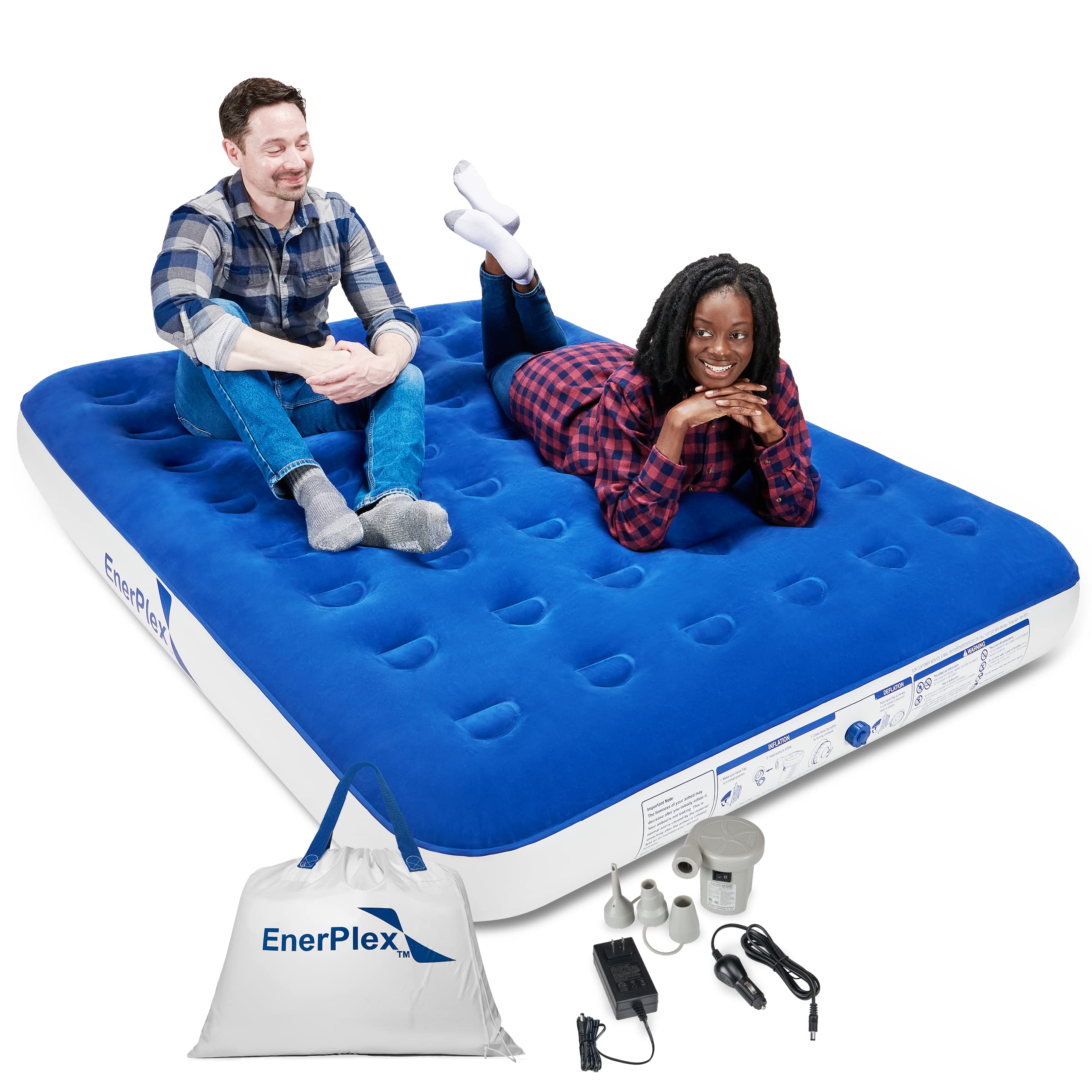 Enerplex Camping Air Mattress With Built In Pump - Queen Blow Up Mattress For Travel & Guests - Portable Bed For Adults And Kids