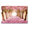 UTOP-art Pink Flower Tree Picture Artwork: Blooming Floral Forest Path Wall Art Painting on Canvas for Bedroom (45 x 30 x 1 