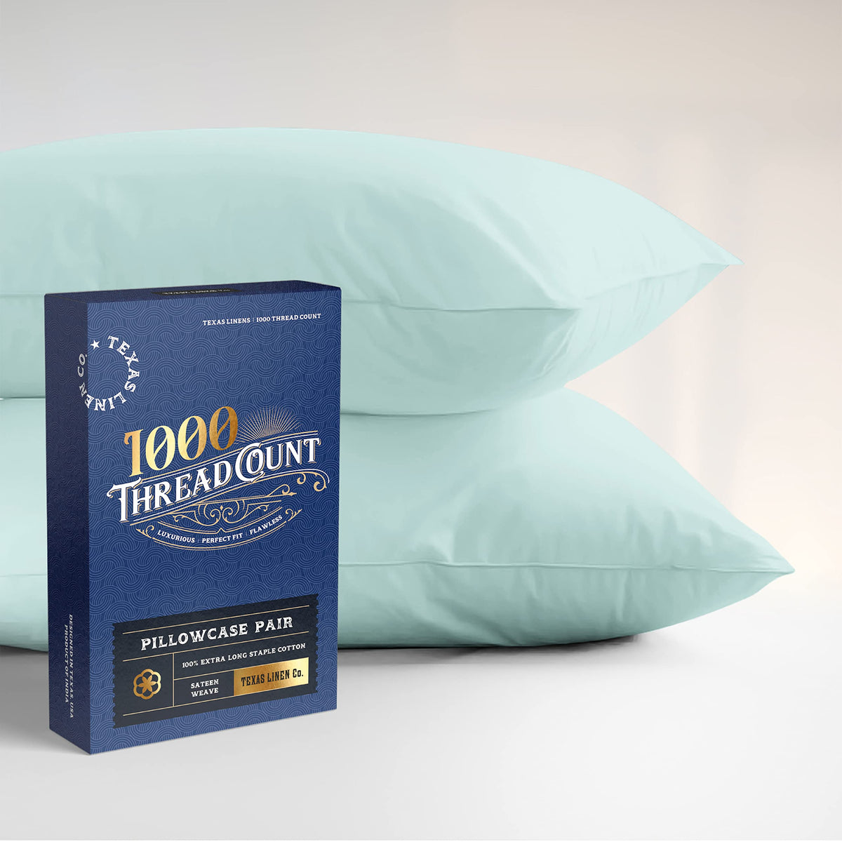 Texas Linen Co. Luxuriously Soft Egyptian Quality 1000 Tc Pillowcases, 100% Cotton Set Of 2 Cases, Sateen Weave Bed Pillow Cover